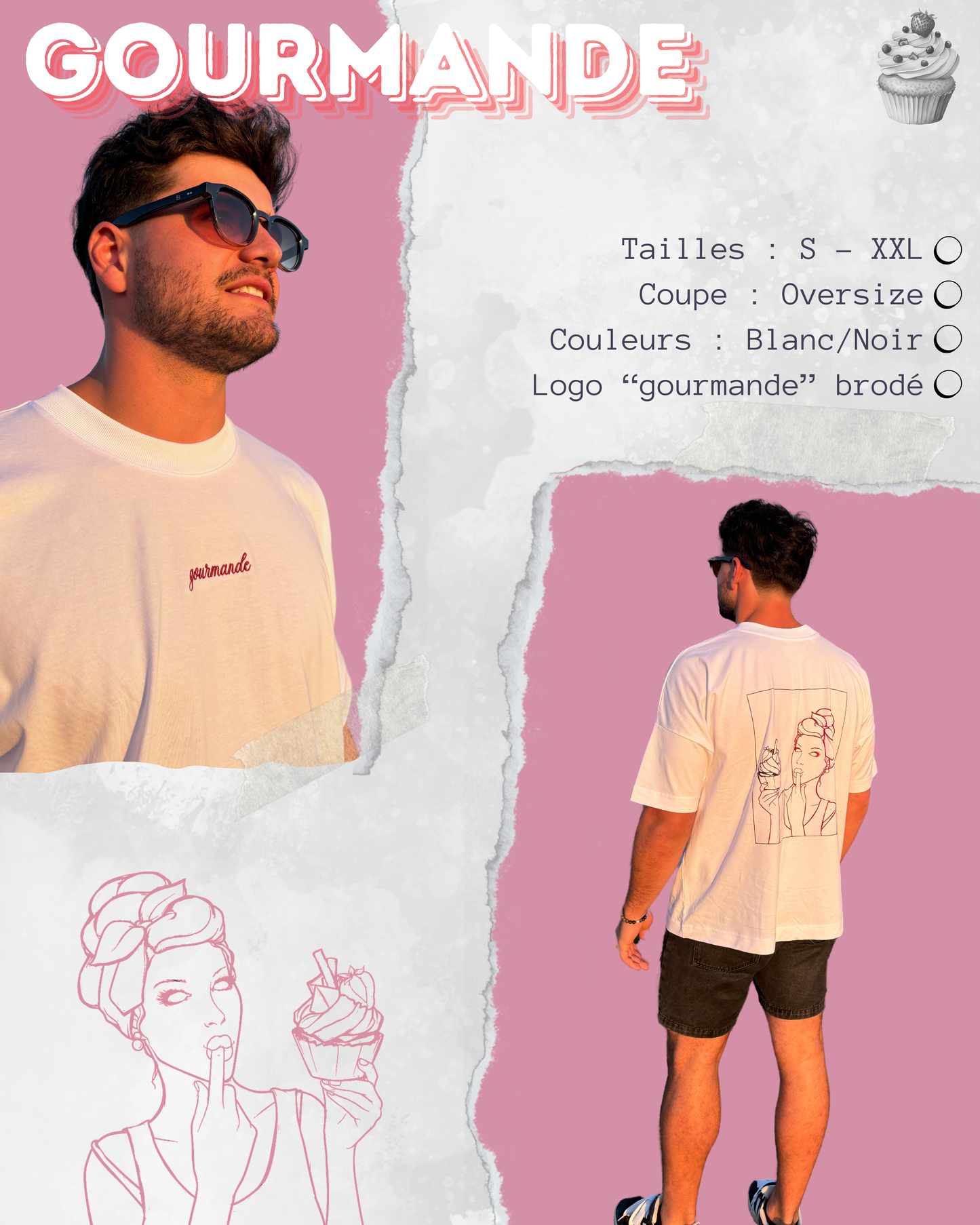 T-shirt oversize Cupcake Blanc